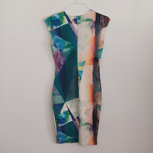 NWT Zara Watercolor Neoprene Mheath Scuba Bodycon Dress sz S - Picture 5 of 16